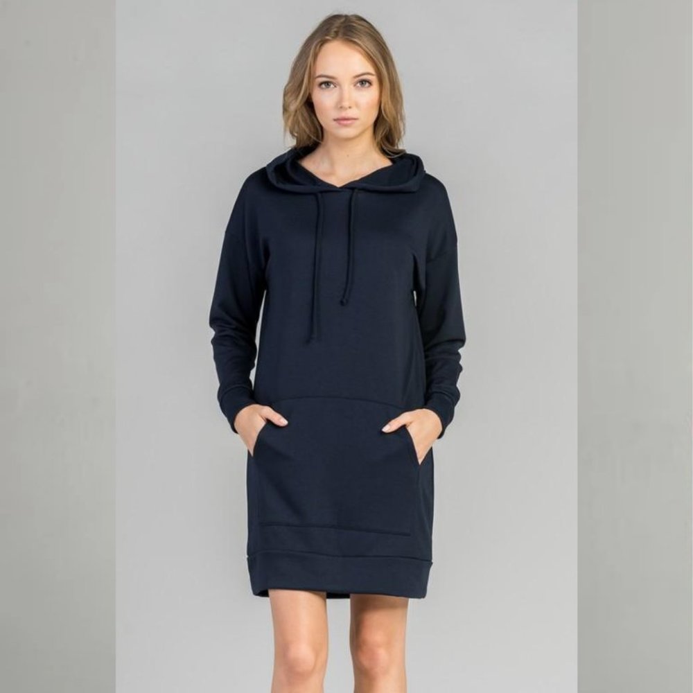 NWT Casual Long Hoodie Blouse Top Navy - Picture 3 of 3